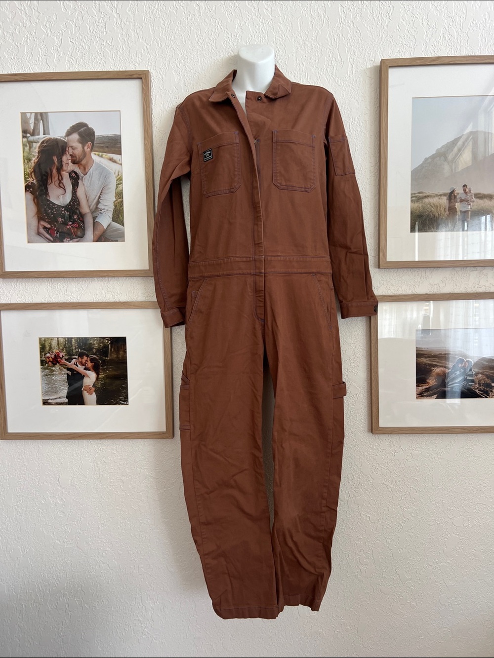 Small WildFang Brown Utility Coveralls Jumpsuit